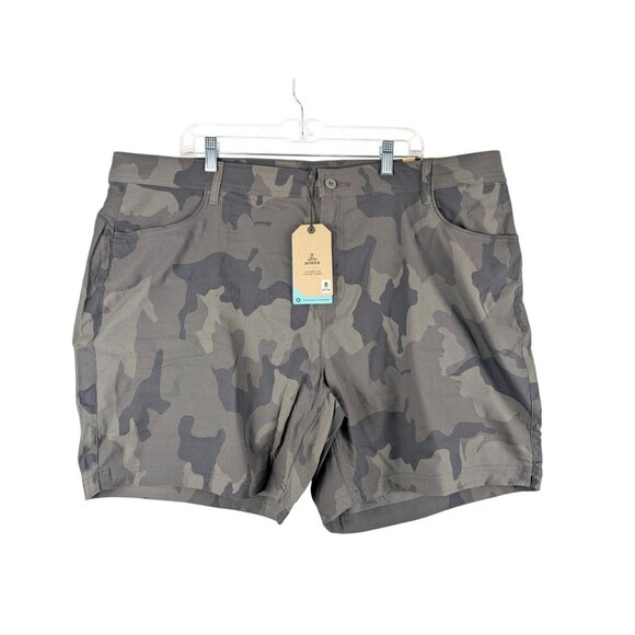 Prana Shorts Womens 22W Charcoal Camo Halle Short Plus II NWT - Picture 1 of 6